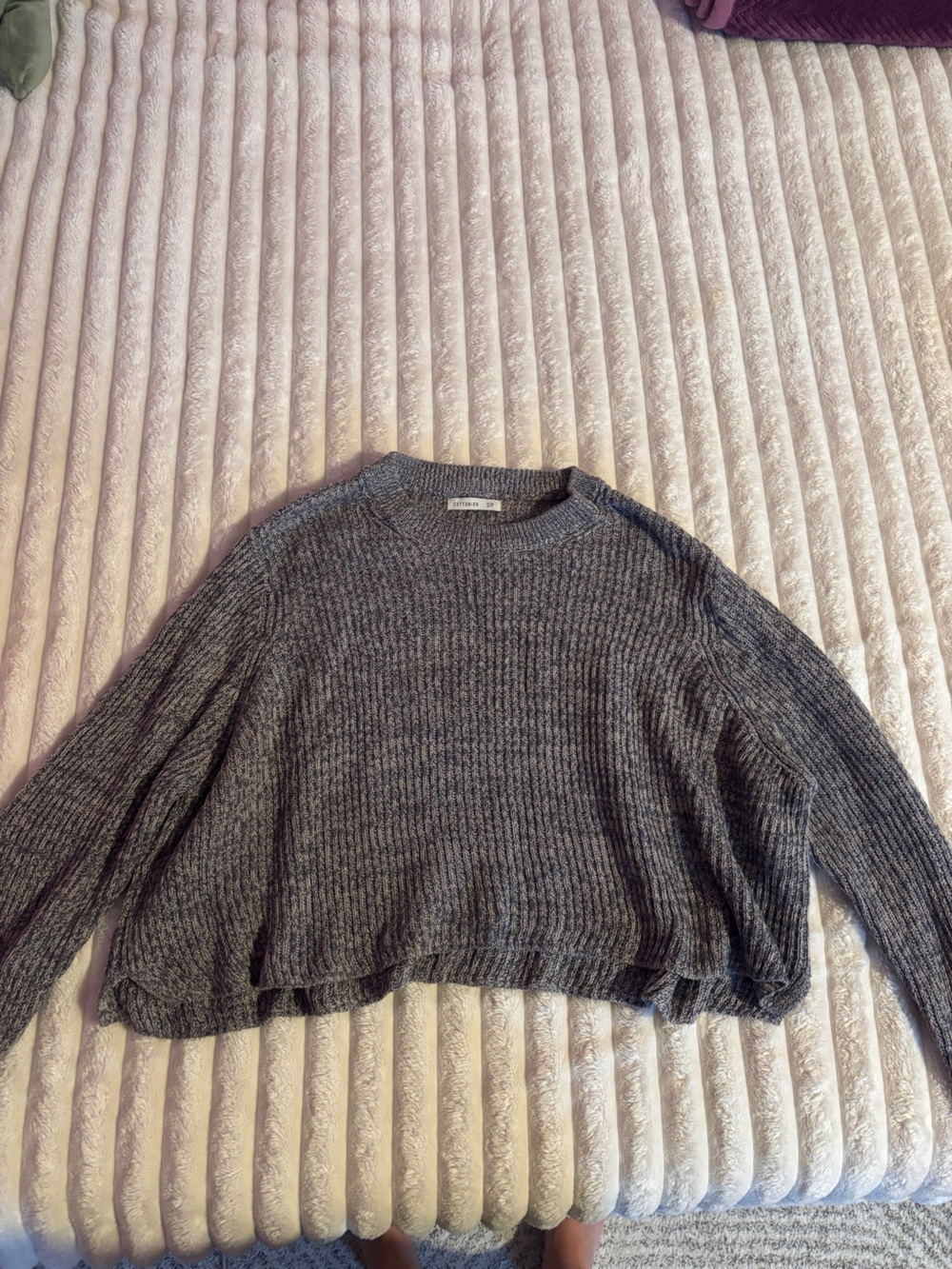 Cotton On Heather Gray Ribbed Crewneck Sweater
